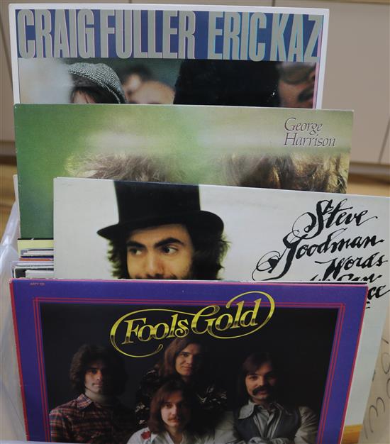 A box of mixed LPs containing Nils Lofgren, The Kinks, Small Faces, Creedence Clearwater Revival, etc.